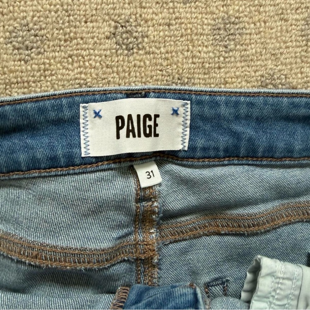 PAIGE High Rise Flare Jeans Womens Size 31 Medium Wash Stretch Denim - Picture 4 of 6
